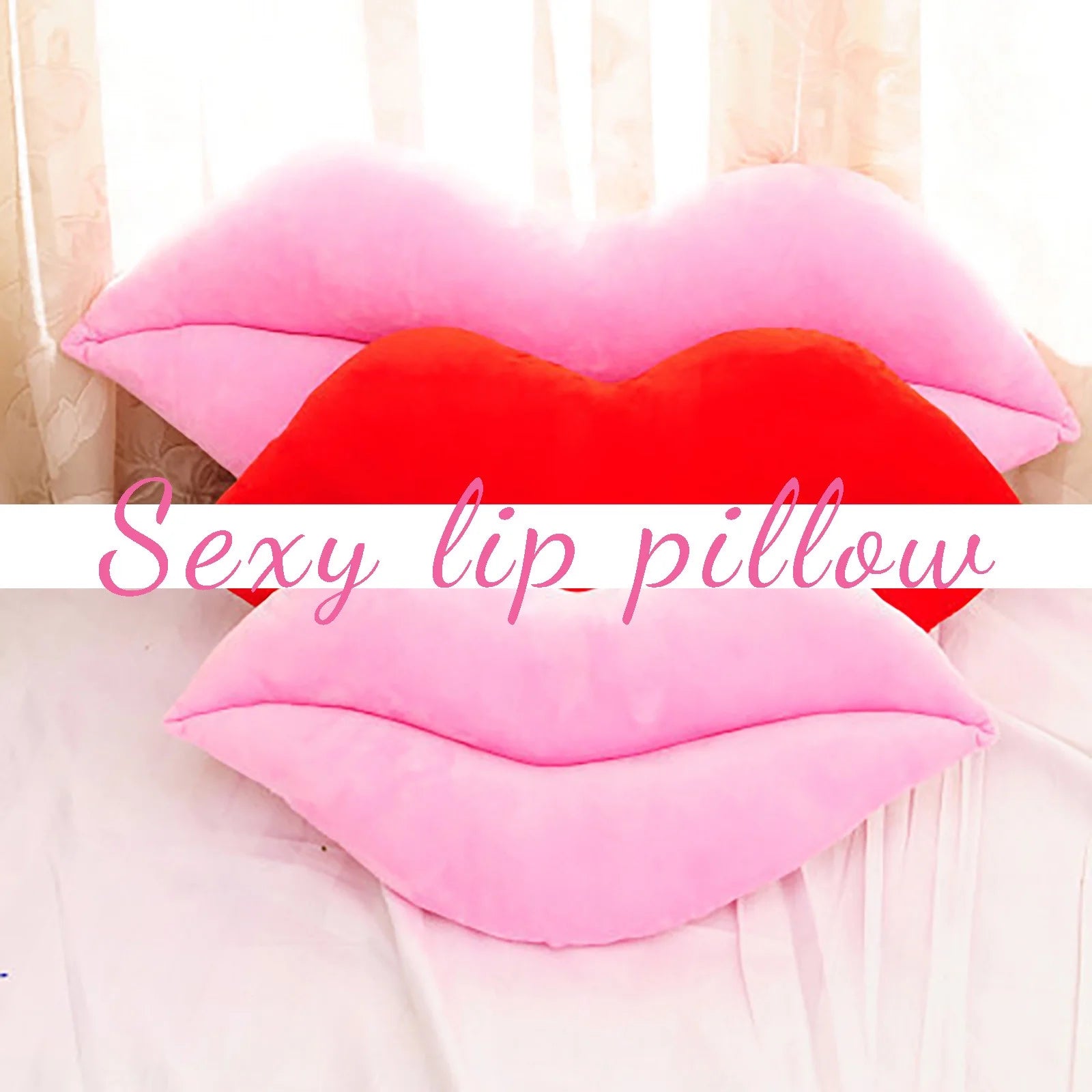 Deals！Hot Pink 3D Lips Throw Pillows,Lips Pillows Decorative Throw Pillows，Kiss Cute Pillow Girls Valentine'S Day Gift Soft Velvet Decorative Reversible Pillow Cushion for Bed Couch,Pink