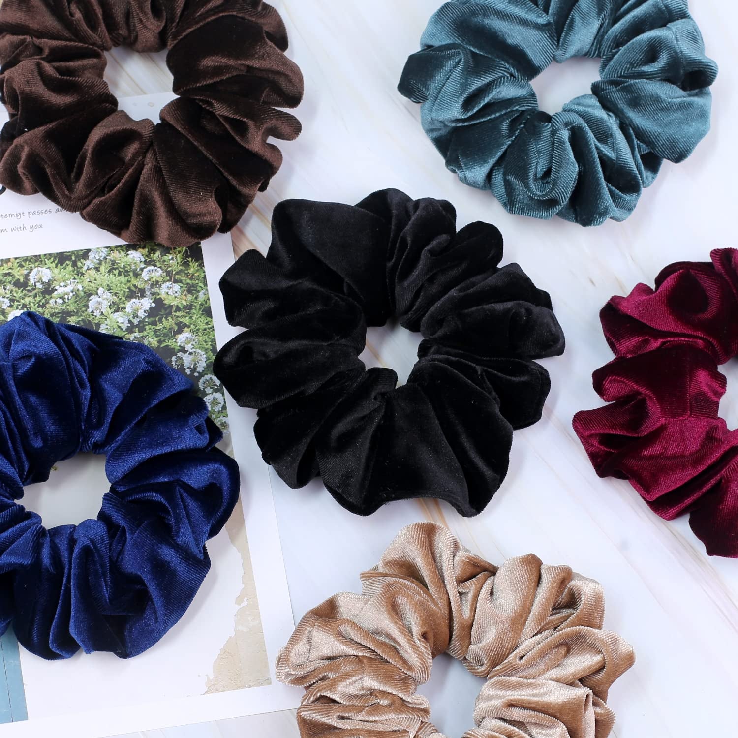 Extra Large Scrunchies for Women'S Thick Hair, Premium Velvet Soft Jumbo Scrunchy, XL 6 Inch Big Elastic Band Hair Accessories, 4 Pack, Dark