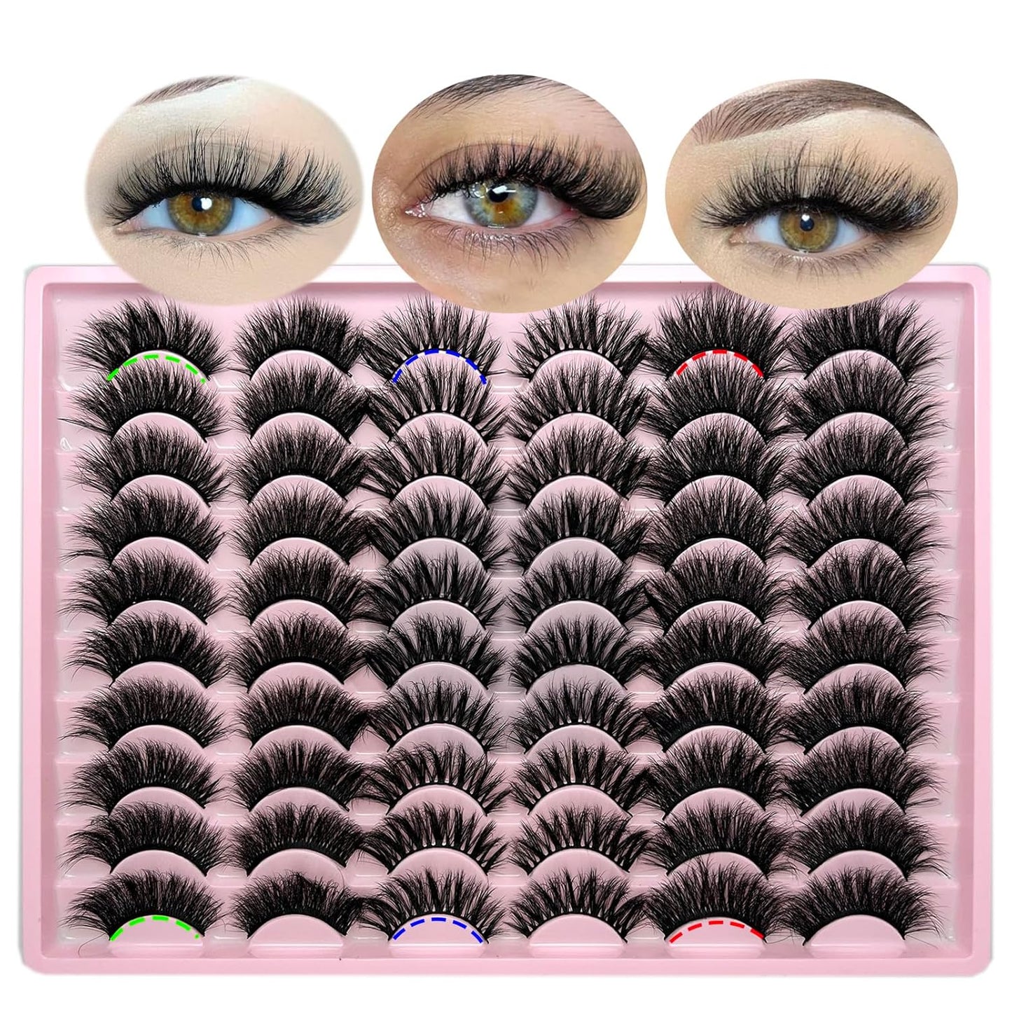 False Lashes Pack Wispy Strip Lashes Natural Look 3D Cat Eye Eyelashes Book 18Mm Long Volume C Curl Faux Mink Lashes Multipack (3 Styles)