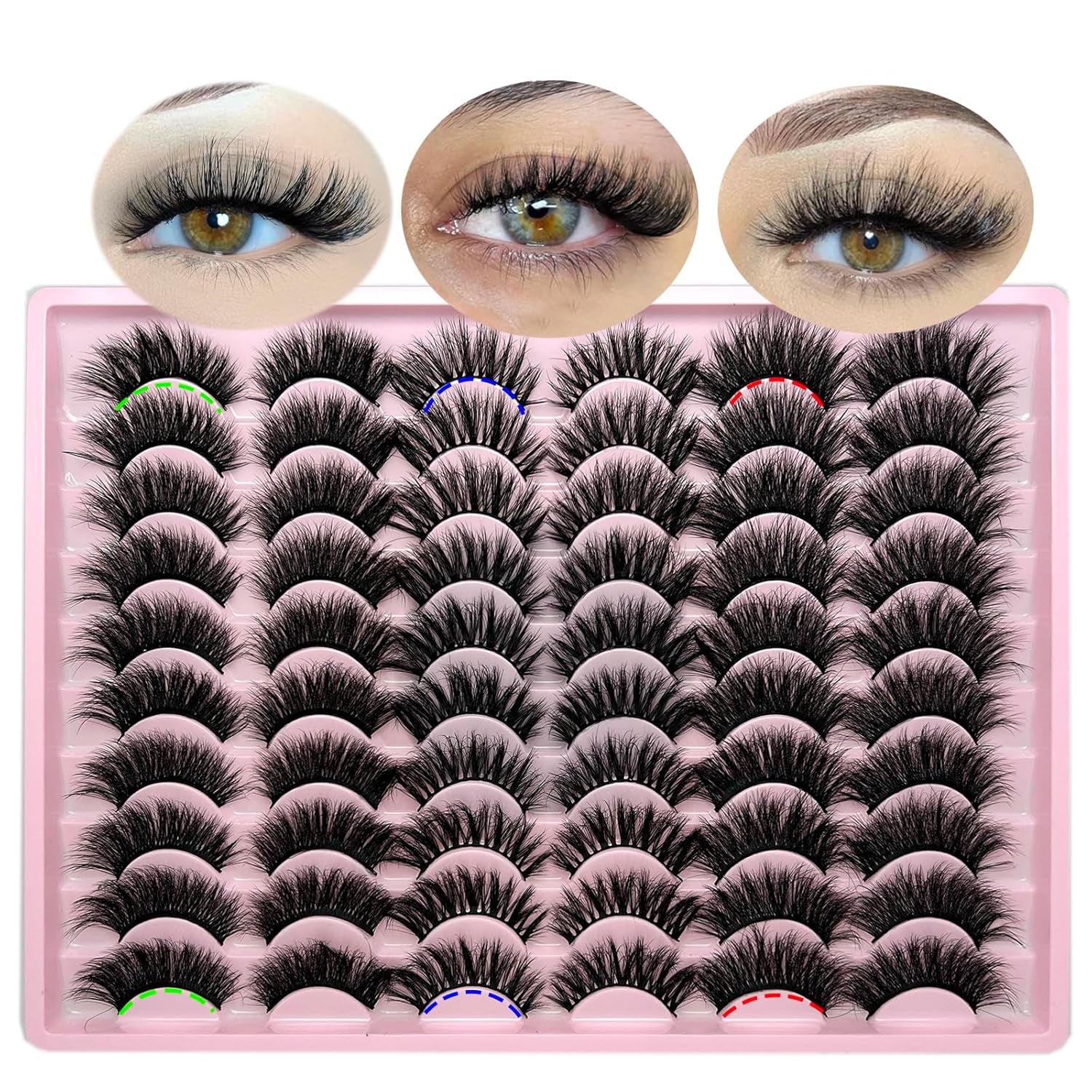 False Lashes Pack Wispy Strip Lashes Natural Look 3D Cat Eye Eyelashes Book 18Mm Long Volume C Curl Faux Mink Lashes Multipack (3 Styles)