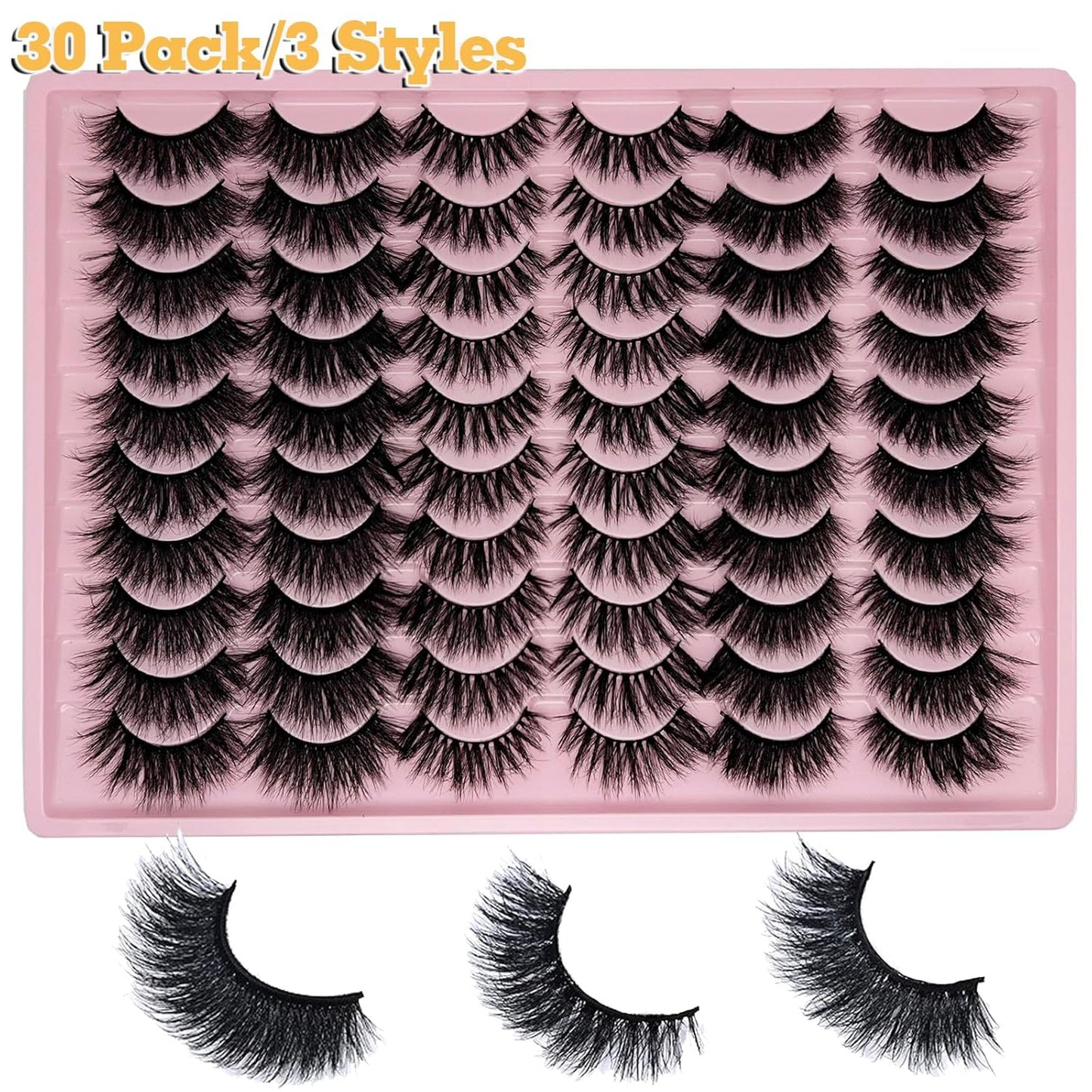 False Lashes Pack Wispy Strip Lashes Natural Look 3D Cat Eye Eyelashes Book 18Mm Long Volume C Curl Faux Mink Lashes Multipack (3 Styles)